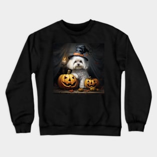 Halloween Maltense in Hat Crewneck Sweatshirt